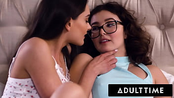 Teen Leana Lovings engages in lesbian scissoring with her PAWG roommate after being caught watching porn