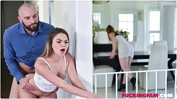 Athena Faris gives a footjob and blowjob to her stepdad